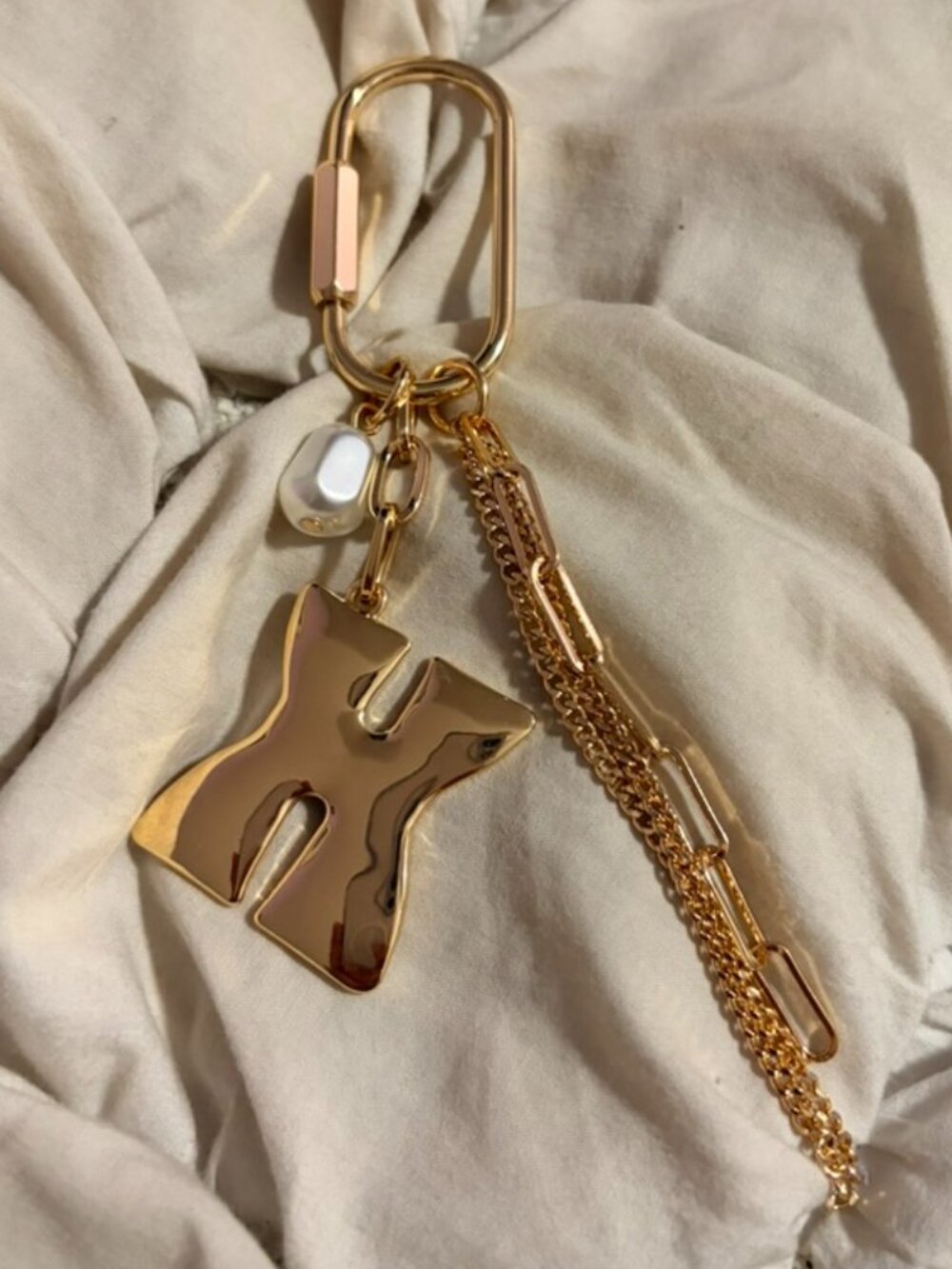 Free People Gold Tone Letter X Charm Bag Charm